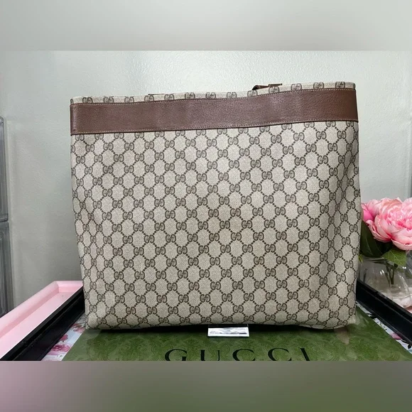 Authentic Gucci Beige and Brown Monogram Tote - Picture 2 of 8